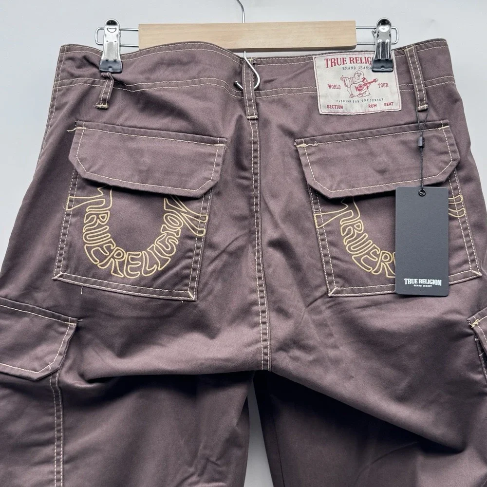 True Religion Men's Brown Bobby Cargo Pants Size 30 Street Wear Baggy NWT